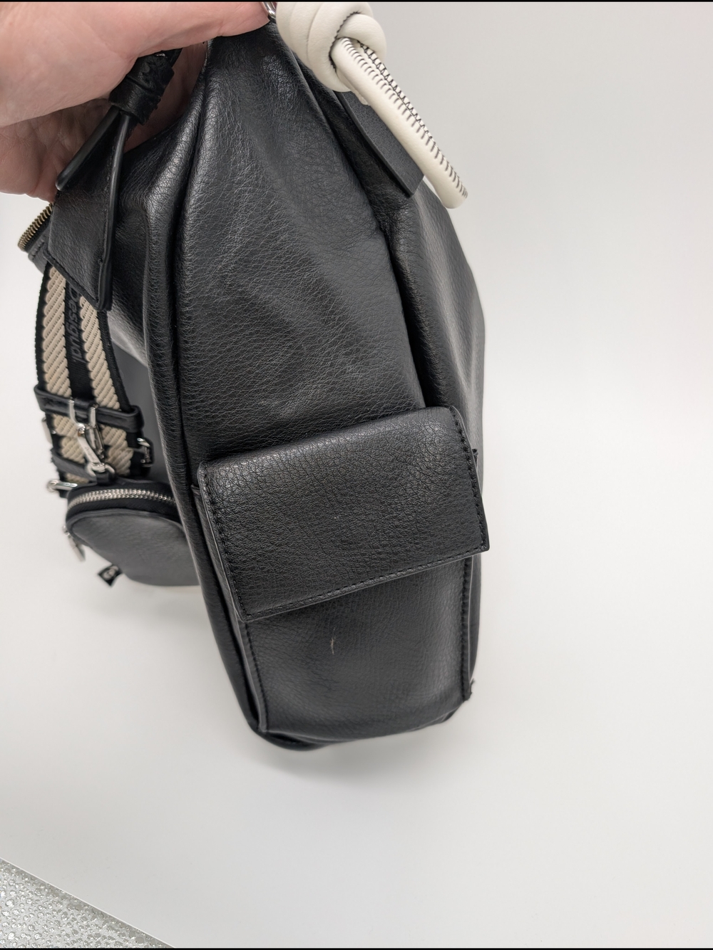 Desigual Black Embossed Logo Leather Shoulder Bag - Picture 3 of 5